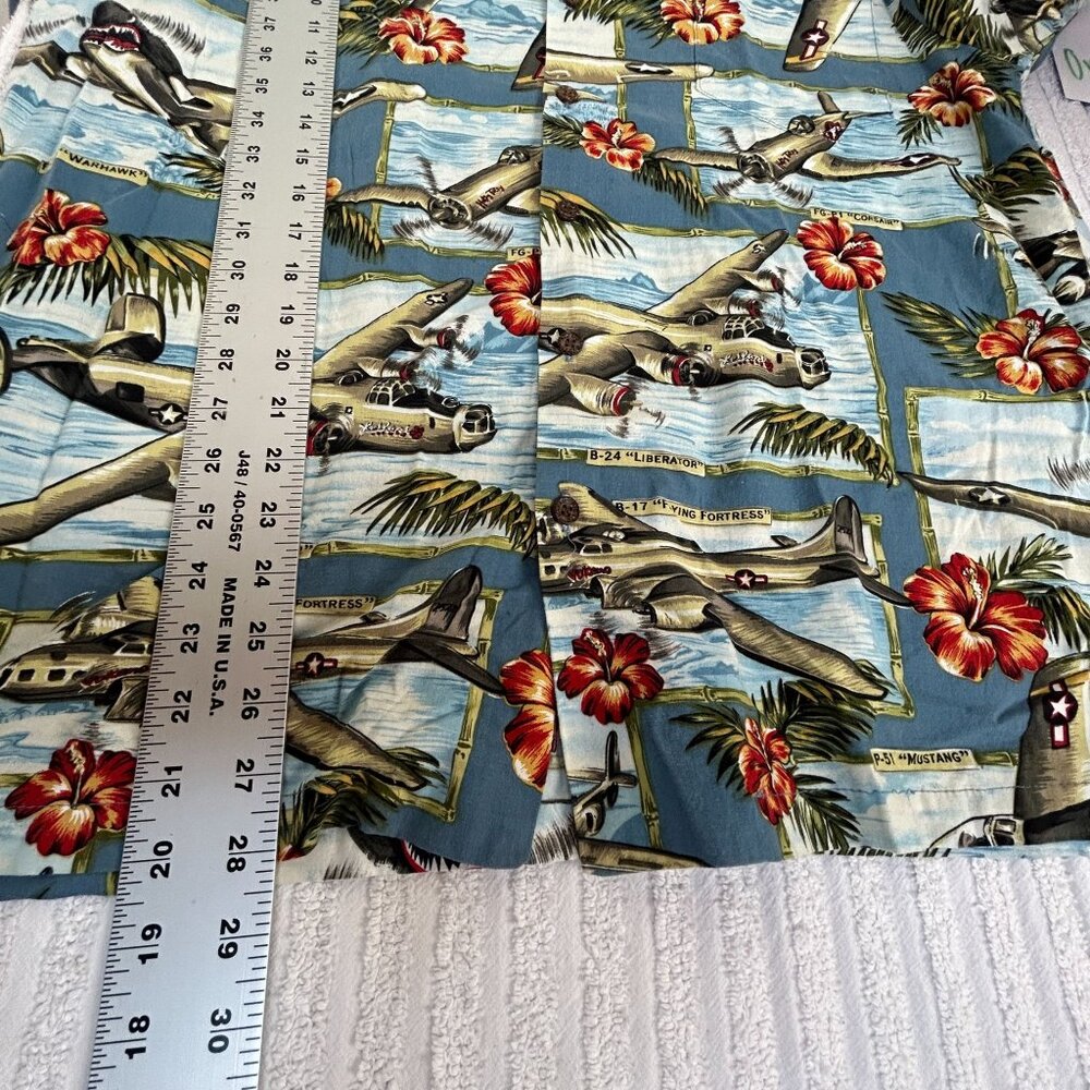 Vintage Kalaheo Mens Airplane & Hibiscus Print Button Up Hawaiian Shirt Large - Picture 7 of 7